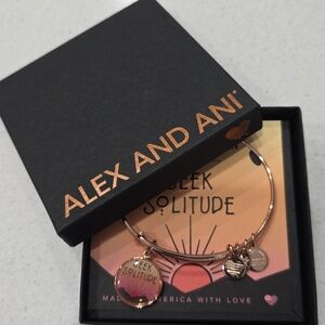 NWOT Alex and Ani 'Seek Solitude' Charm Rose Gold Bangle Bracelet
